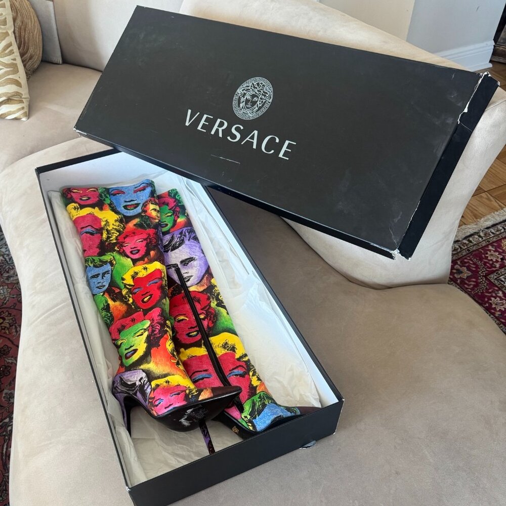 VERSACE Tribute 1990 Marilyn Monroe James Dean pop boots Size 38 - Picture 2 of 5